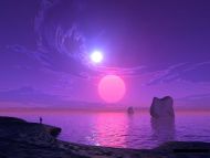 Desktop Wallpapers » 3D Backgrounds » Sunset With Bright Moon » Www