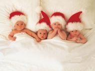 4 Little Babies Santa Caps