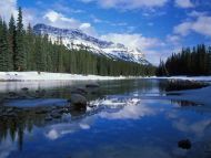 Bow River and Castle Mountain, Alberta, Canada